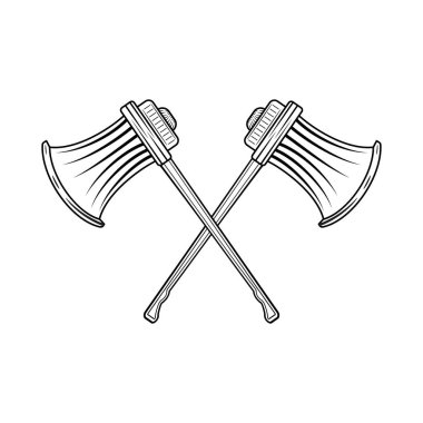 Eski savaşçı çapraz balta çiziyor.