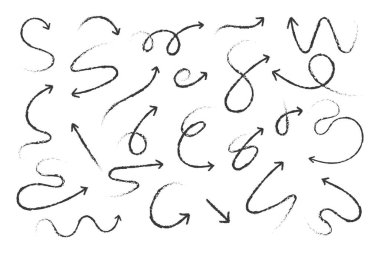 Grunge fırça darbeleriyle çizilmiş oklar