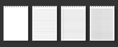 Boş defter kağıtları ayarlandı