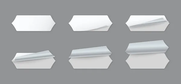 Leere Weiße Aufkleber Aus Etikettenpapier Mit Gewellter Ecke — Stockvektor
