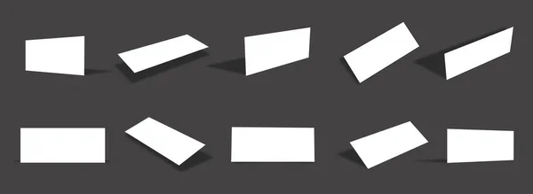 Leere Weiße Horizontale Papierkartenattrappen Mit Unterschiedlichen Ansichten Und Winkeln — Stockvektor