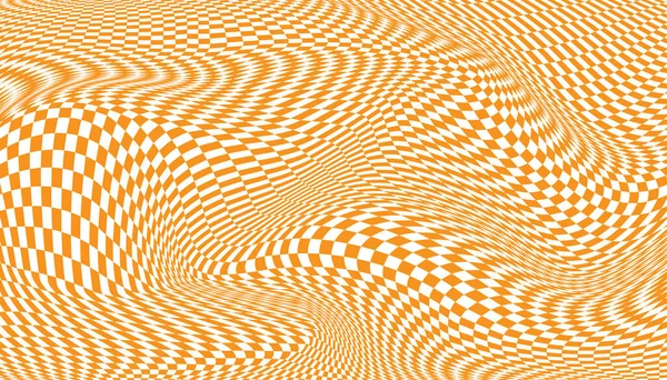 橙色和白色扭曲的格子背景 — 图库矢量图片
