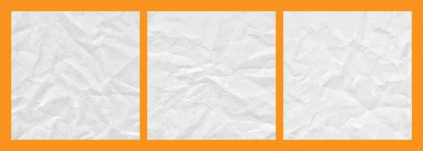 現実的な砕いた白い紙のテクスチャ背景セット — ストックベクタ