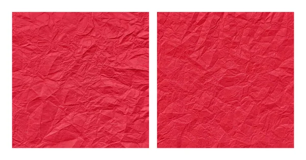 Realistic Crumpled Red Paper Texture Background Set — Stock Vector