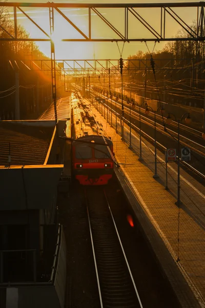 Trains in the sunset light — Stock Photo, Image