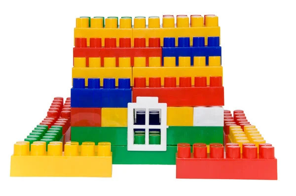 Haus vom farbenfrohen Erbauer. Kinderspiel — Stockfoto