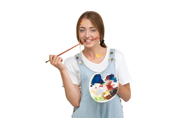 Ung vacker kvinna målare — Stockfoto