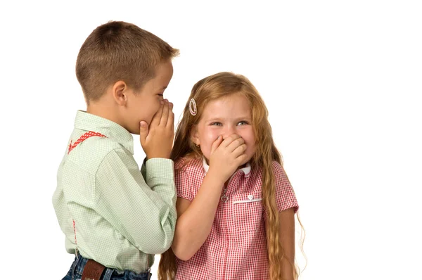 Boy telling a secret to a girl. — Stock Photo, Image