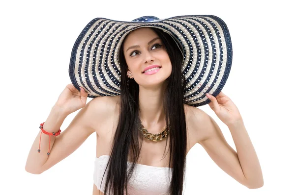 Ung vacker flicka i hatt — Stockfoto