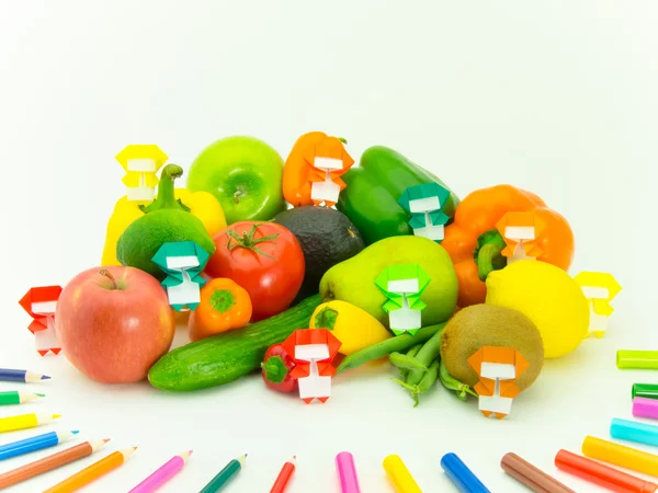 Origami Ninja with Vegetables and Fruits — Stock Photo, Image