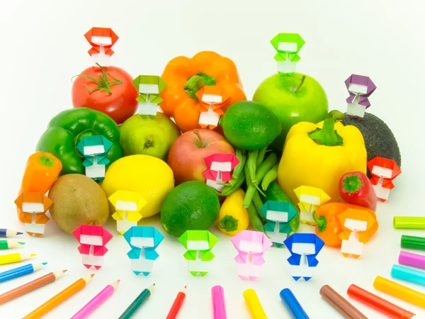 Origami Ninja with Vegetables and Fruits — Stock Photo, Image