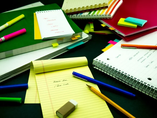 Learning New Language Writing Words Many Times on the Notebook; — Stock Photo, Image