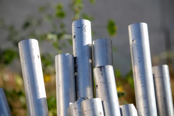 Many Pipes Are Left at the Construction Site — Stock Photo, Image