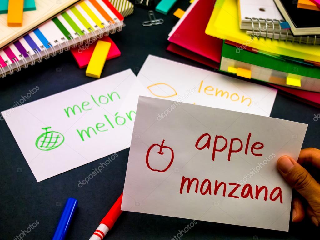 Learning New Language Making Original Flash Cards; Spanish