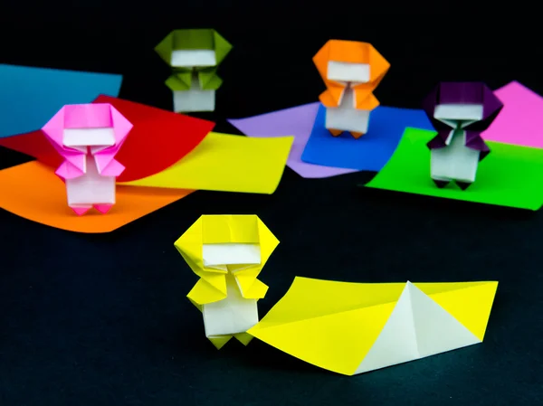 Japansk Origami leksaker fällbara instruktioner; Hur man spelar — Stockfoto