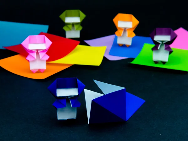 Origami giapponese giocattoli pieghevoli istruzioni; Come si gioca — Foto Stock