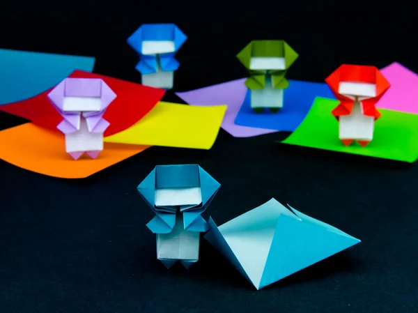 日本的折纸玩具折叠指令;如何发挥 — 图库照片