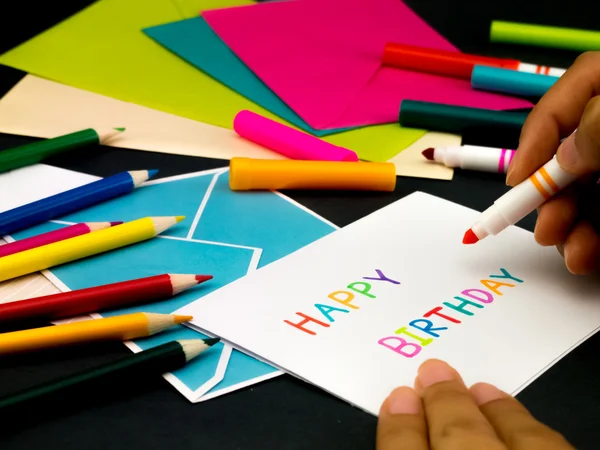 Cartão de Mensagem para sua Família e Amigos; Feliz Aniversário — Fotografia de Stock