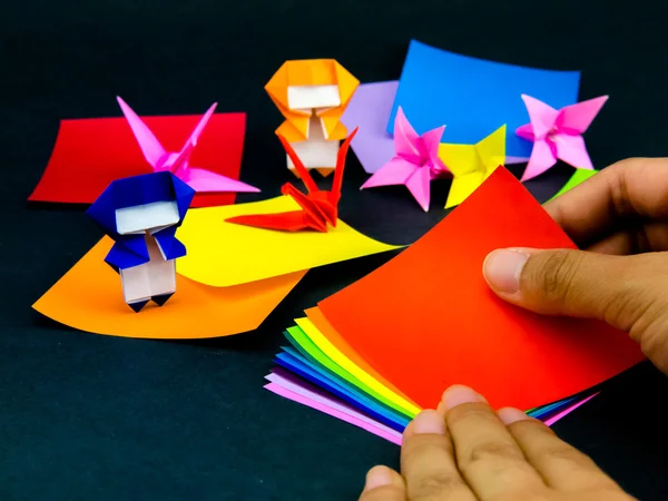 Origami giapponese giocattoli pieghevoli istruzioni; Come si gioca — Foto Stock