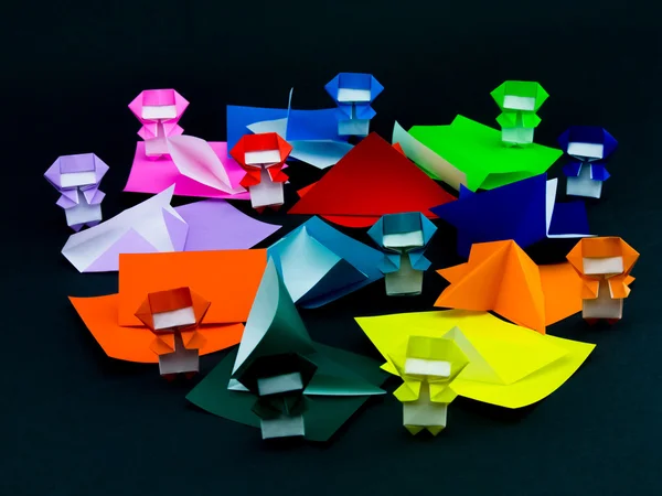 Japansk Origami leksaker fällbara instruktioner; Hur man spelar — Stockfoto