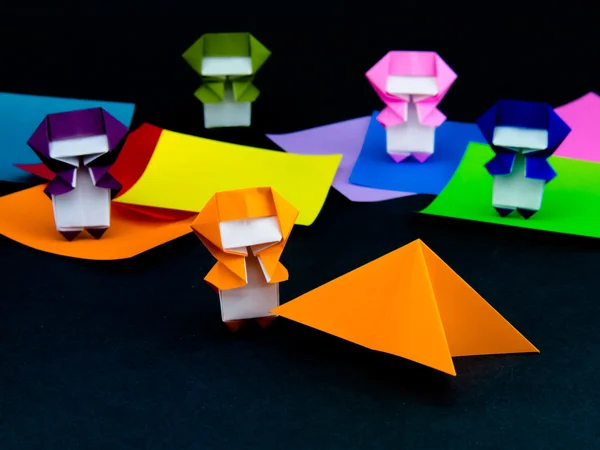 Japansk Origami leksaker fällbara instruktioner; Hur man spelar — Stockfoto