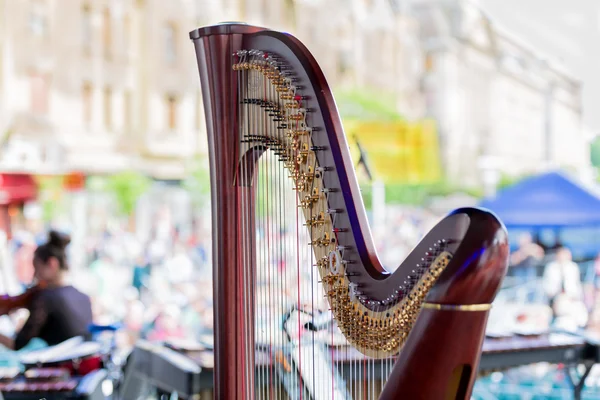 Instrumento musical sinfônico chamado detalhes harpa — Fotografia de Stock