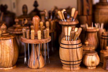 El yapımı zeytin ahşap mutfak aksesuarları