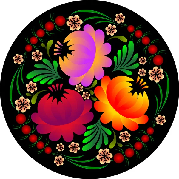 Patrón de flores en estilo petrikovsky — Vector de stock