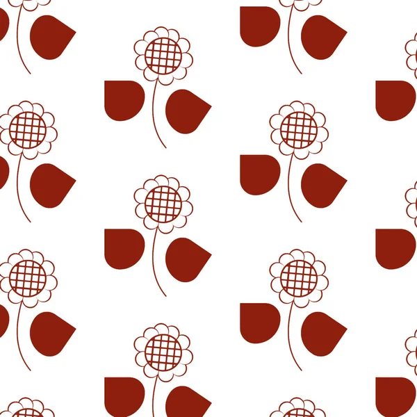 Floral Pattern Retro Style 70S Red White Sunflowers — Foto de Stock