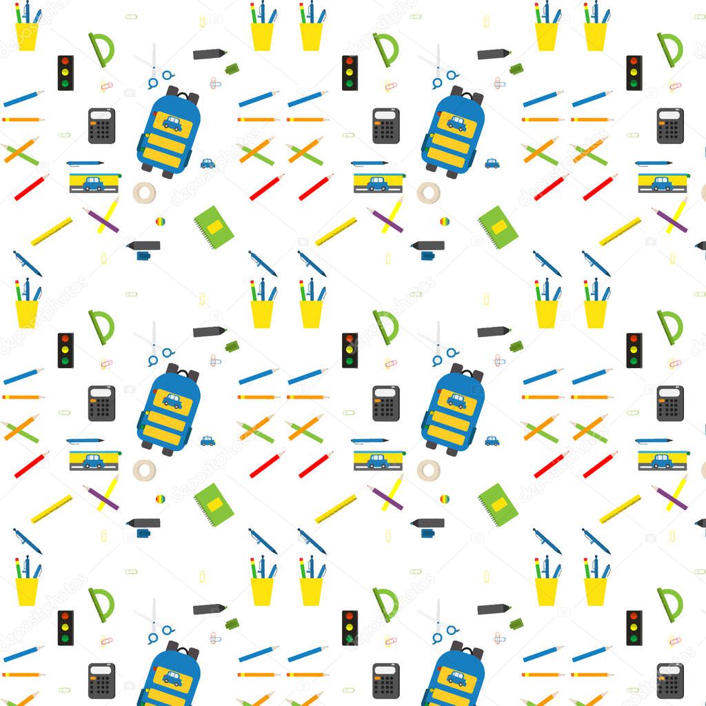 School seamless pattern. With transparent background. For boy.