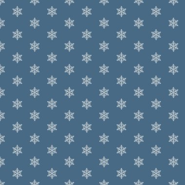 Mavi arka planda kar tanesi deseni. Yeni yıl baskısı. Noel dekoru.