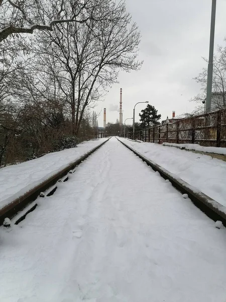 Snøskinneskinner Vintersesongen – stockfoto