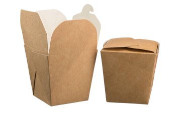 Tek kullanımlık çevre dostu fast food sofra takımı beyaz izole arka planda