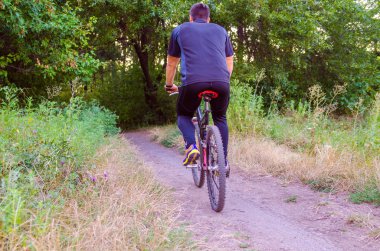 Güneşli gün yaz Park'taki bisiklet sürme Mountainbiker.