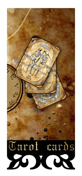 Tarotkort Astrologi Mystisisme Esoterikk Tarotkort Fremtidens Spådommer Banner Bakgrunn Illustrasjon – stockfoto