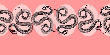 Siyah yılanlar, grafikler, yılanlı çizimler. Vektör.