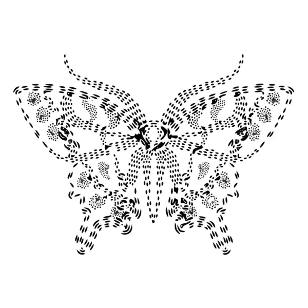 スタイリッシュな黒と白のスワロテール蝶 アール ヌーヴォー様式のイラスト — ストックベクタ