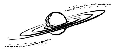 Satürn gezegeni. Astroloji, astronomi, ezoterikizm, gelecek tahmini temalı çizimler.  