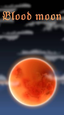Dolunay, Süper Ay, Kanlı Ay. Astrolojik bir fenomen. Astroloji, astronomi, ezoterikizm, gelecek tahmini temalı çizimler. 