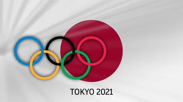 Olimpiade Tokyo 2021 Olimpiade Musim Panas Olimpiade Bendera Jepang Latar — Stok Foto