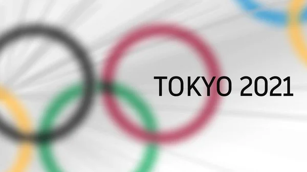 Olympic Games Tokyo 2021 Banner Abstract Colored Rings Text Tokyo — kuvapankkivalokuva