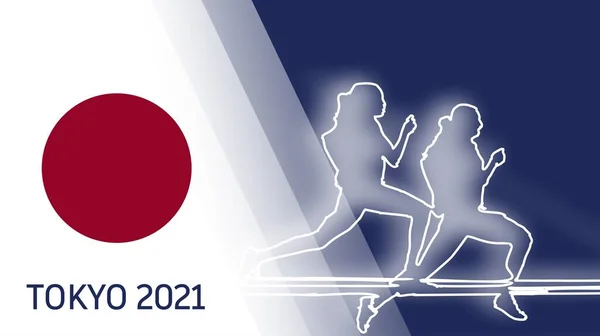 オリンピック東京2021 夏季オリンピック オリンピックだ 日本の国旗 現代的かつ伝統的なオリンピック要素とスポーツの背景2021 — ストック写真