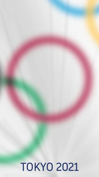 Olimpiade Tokyo 2021 Olimpiade Musim Panas Olimpiade Banner Dengan Cincin — Stok Foto