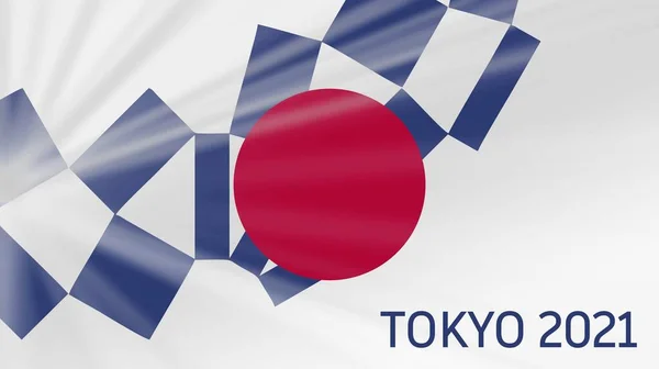 オリンピック東京2021 夏季オリンピック オリンピックだ 日本の国旗 現代的かつ伝統的なオリンピック要素とスポーツの背景2021 — ストック写真