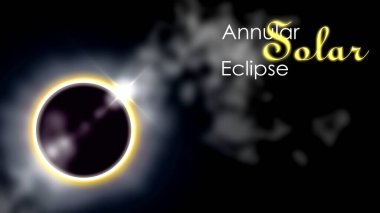 Halka şeklinde güneş tutulması. Güneş tutulması var. Astroloji temalı çizimler, mistisizm, ezoterizm, gelecek tahmini. Gezegenler ve uzay nesneleri ile arkaplan.