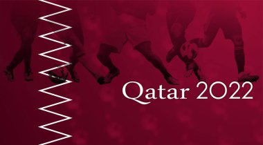 Katar 2022 'de dünya şampiyonası teması üzerine pankart