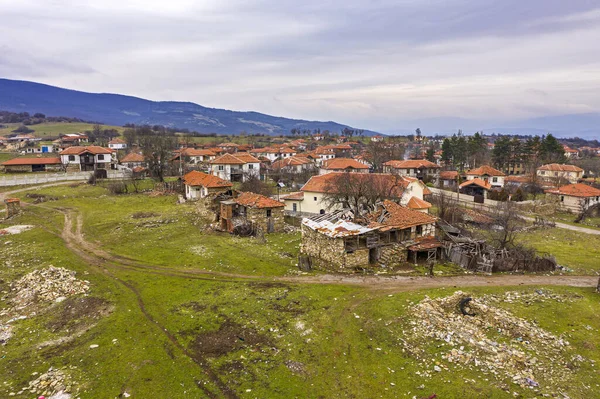 Village Automne Dans Montagne Bulgare Europe Photo Été Prise Depuis — Photo