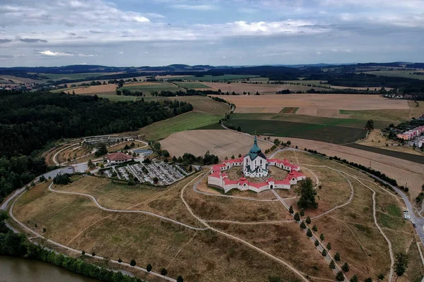 Aerial View Pilgrimage Church John Nepomuk Zelena Hora Nad Szavou — Photo