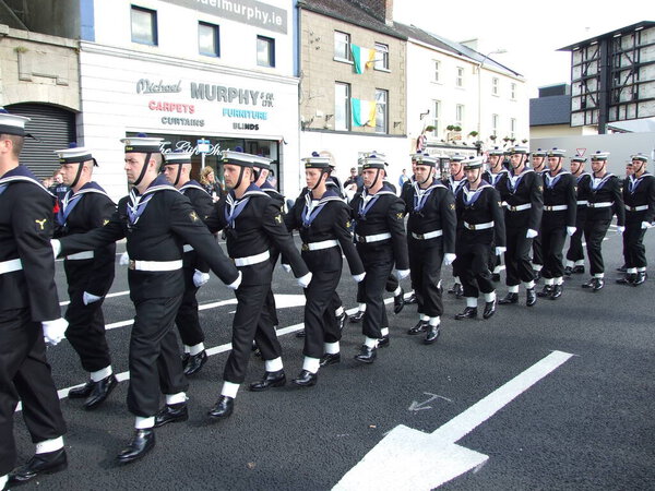 New Ross, Co. Wexford, Ireland. Jun 22nd 2013. 50th anniversary of US President J.F. Kennedy visit in Ireland. Prime Minister of Ireland Enda Kenny, the naval vessel LE Orla the statue of JFK Kennedy.