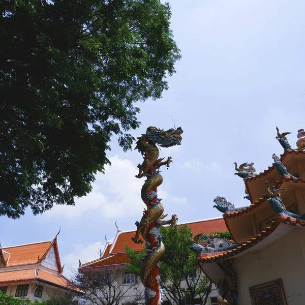 Dragón Chino Patio Delantero Del Templo Tailandés — Foto de Stock